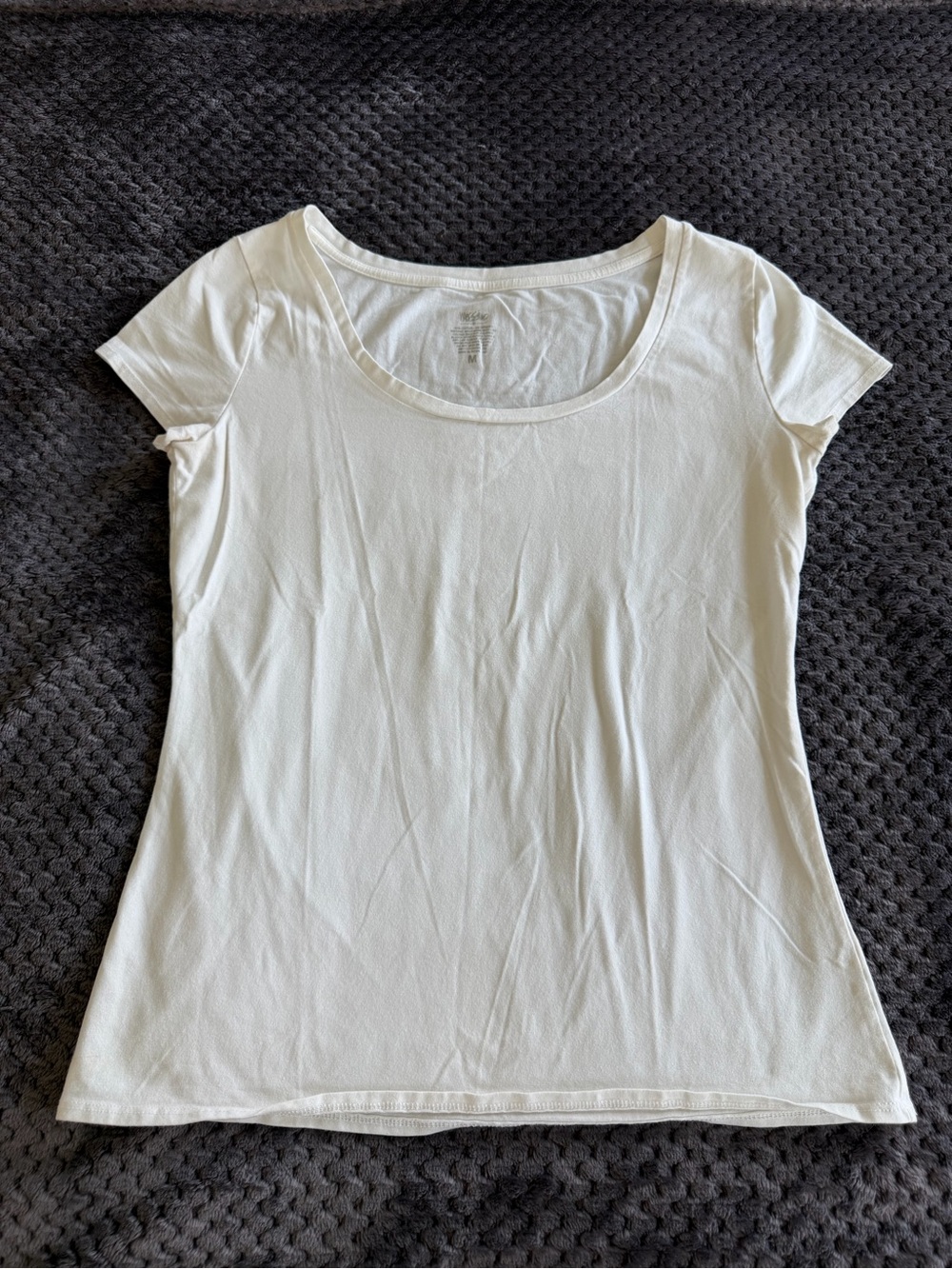 Massimo White Scoop Neck Short Sleeve Tee